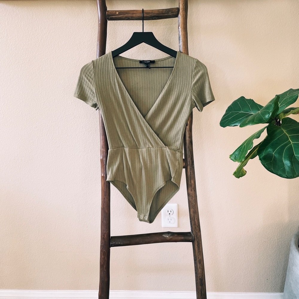 Deep V Green Bodysuit